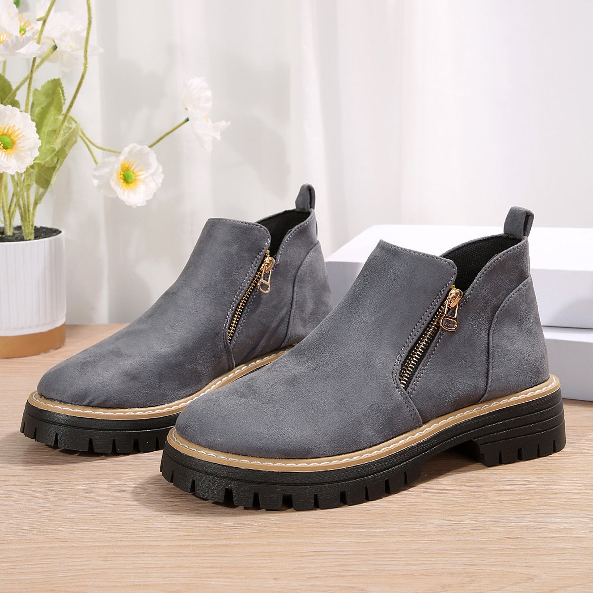 Bottines tendance avec fermeture zippée