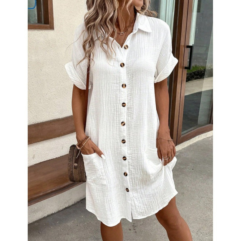 Robe chemise en coton et lin