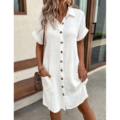 Robe chemise en coton et lin